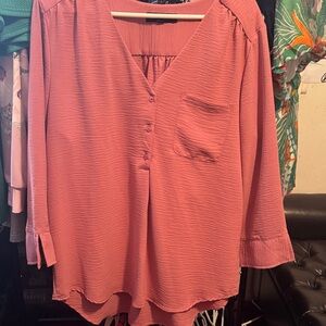 Fred David Pink V-Neck Blouse